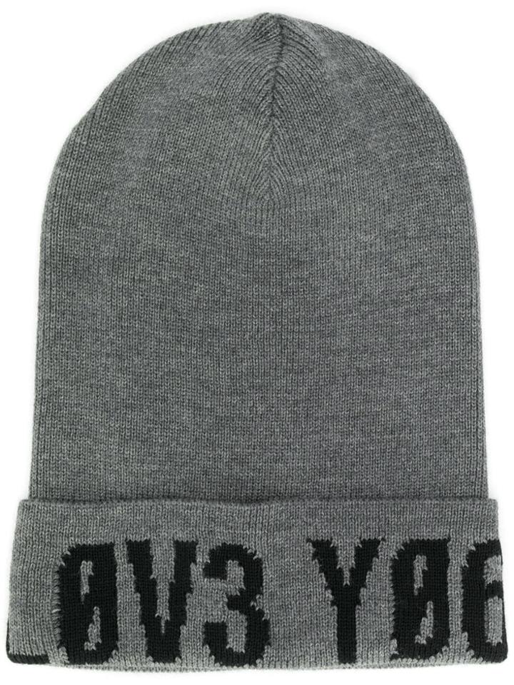 Red Valentino Intarsia Knit Beanie - Grey