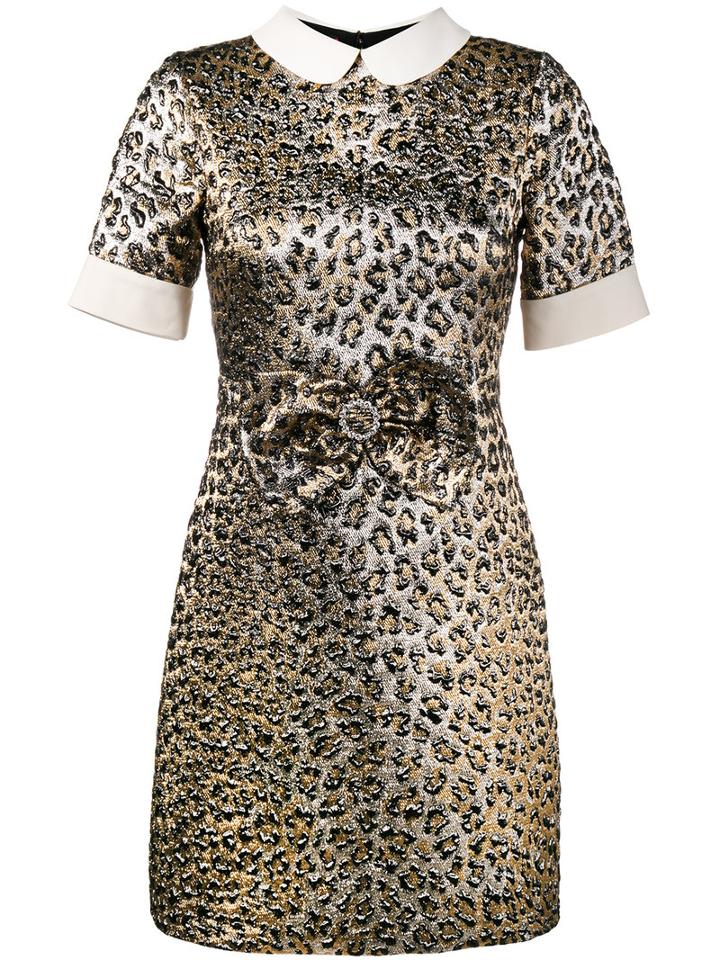 Gucci - Leopard Jacquard Lame Dress - Women - Silk/cotton/acrylic/metallized Polyester - 44, Black, Silk/cotton/acrylic/metallized Polyester