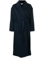 Ganni Smooth Belted Coat - Blue