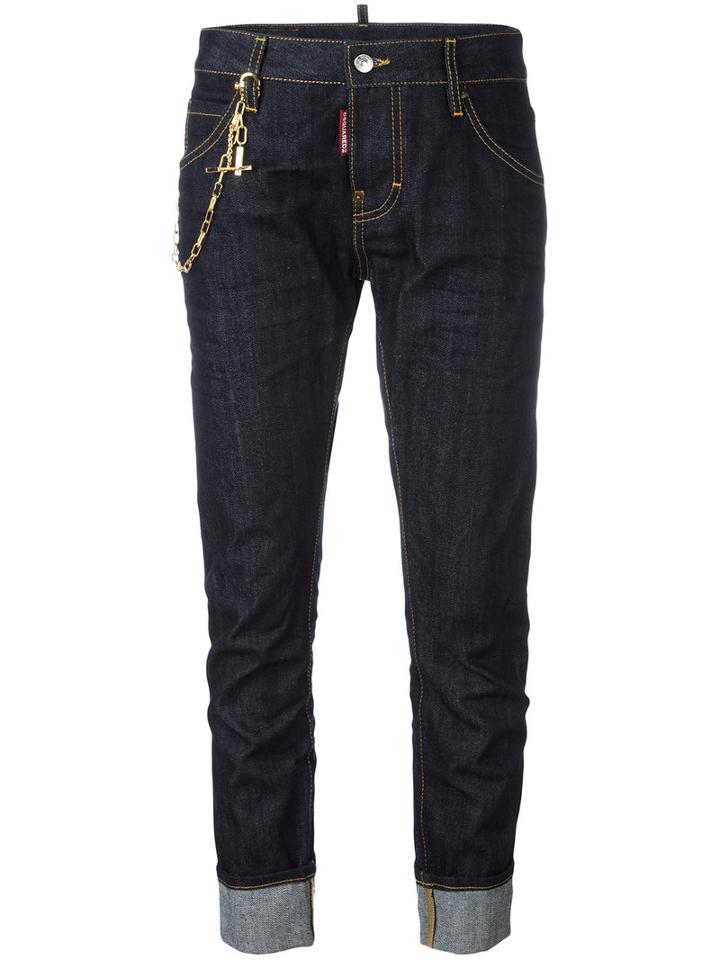 Dsquared2 - Boyfriend Cropped Jeans - Women - Cotton - 44, Women's, Blue, Cotton
