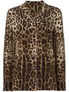 Dolce & Gabbana Leopard Print Pyjama Shirt, Women's, Size: 38, Brown, Silk