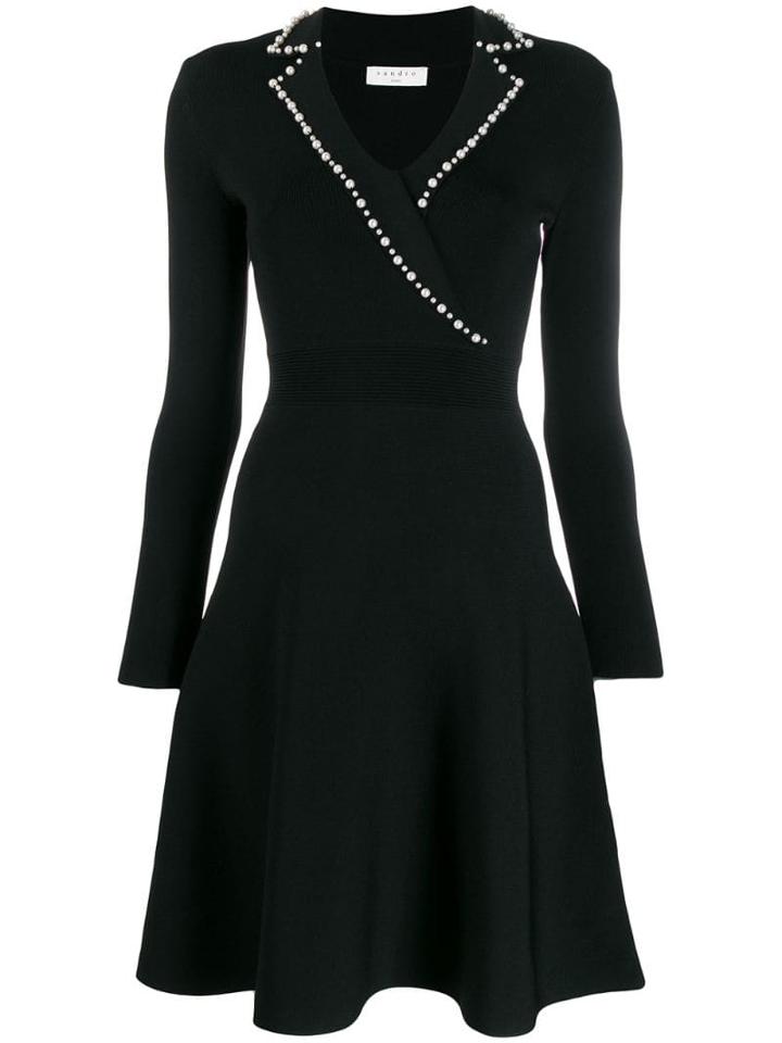 Sandro Paris Faux-pearl Trim Dress - Black