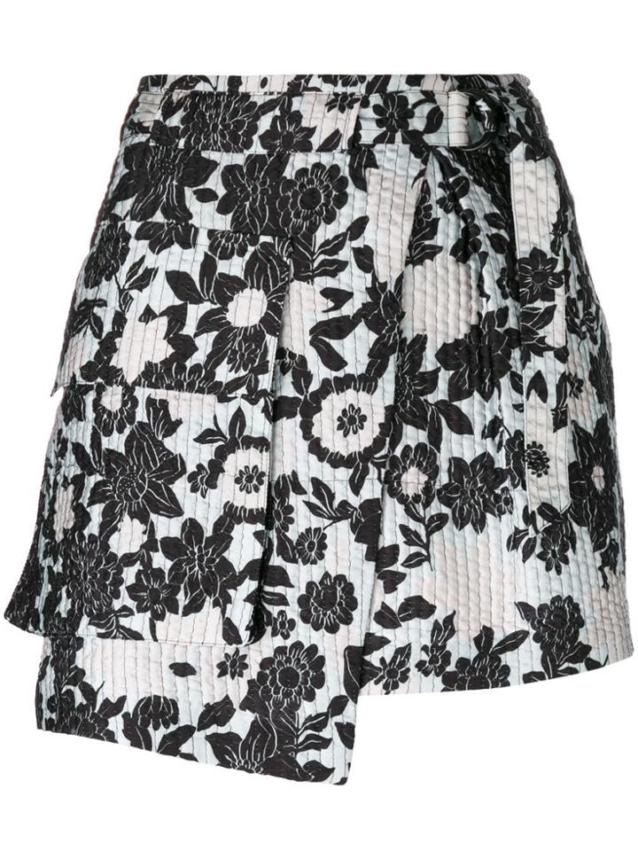 Christian Wijnants Asymmetric Floral Print Skirt - Blue