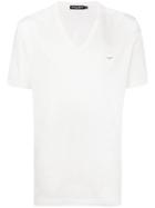 Dolce & Gabbana Logo Plaque V-neck T-shirt - White