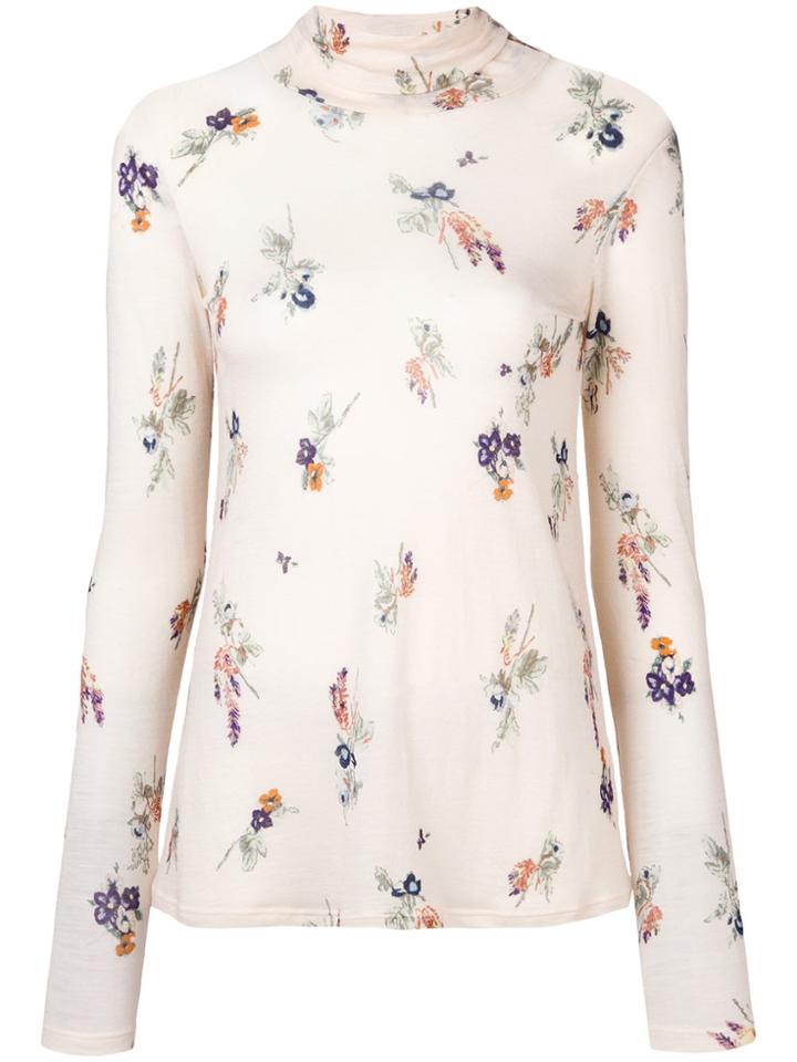 Forte Forte Floral Turtleneck Top - Nude & Neutrals