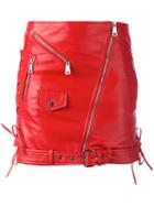 Manokhi - Lace Up Skirt - Women - Lamb Skin - 36, Red, Lamb Skin