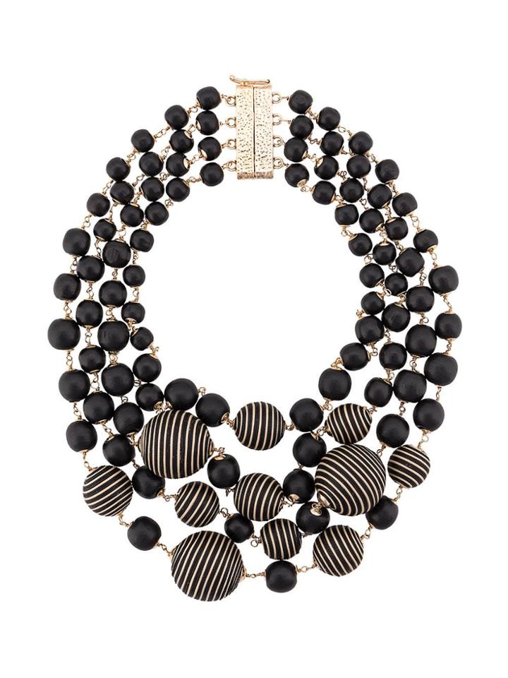 Rosantica Statement Bead Necklace - Black