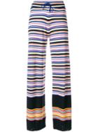 Barrie Striped Flared Trousers - Pink & Purple