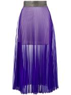 Christopher Kane Crystal Mesh Pleated Skirt - Purple