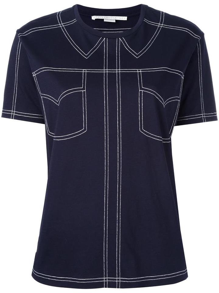 Stella Mccartney Shirt Effect T-shirt, Women's, Size: 40, Blue, Cotton/polyester