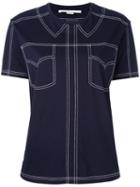 Stella Mccartney Shirt Effect T-shirt, Women's, Size: 40, Blue, Cotton/polyester