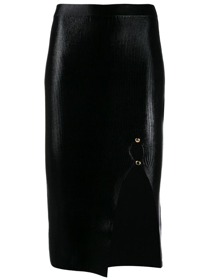 Versace Jeans Couture Laminated-texture Midi Skirt - Black