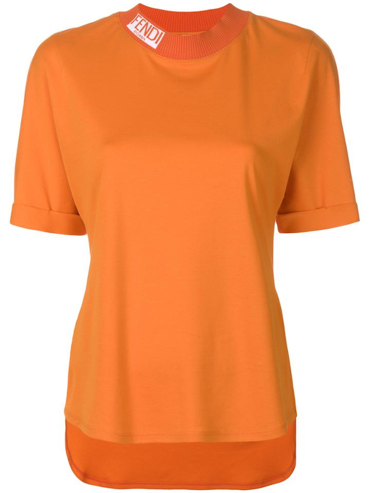 Fendi Neck Logo T-shirt - Yellow & Orange