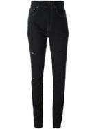 Saint Laurent Distressed Skinny Jeans, Women's, Size: 28, Black, Cotton/spandex/elastane