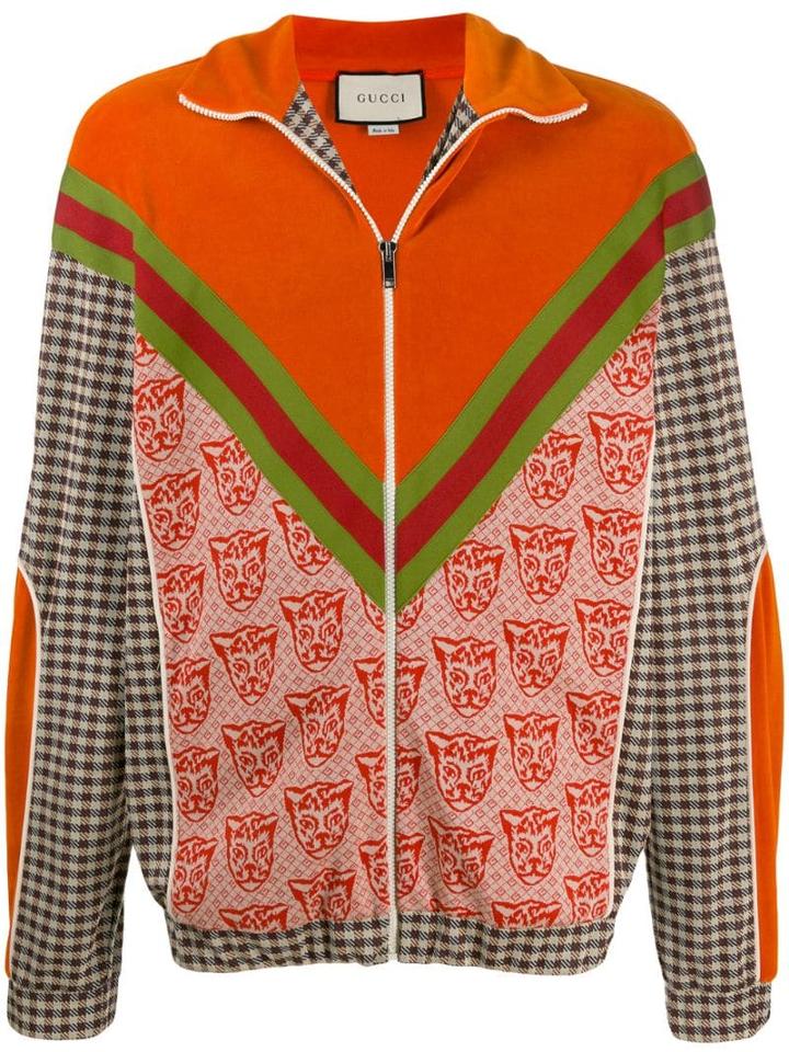Gucci Multi-fabric Zip-up Jacket - Orange
