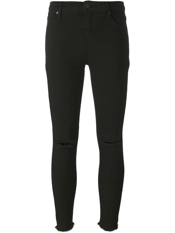 Rta Ripped Skinny Trousers, Women's, Size: 30, Green, Cotton/spandex/elastane/polyester