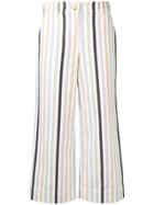 Tory Burch Cropped Striped Trousers - Neutrals