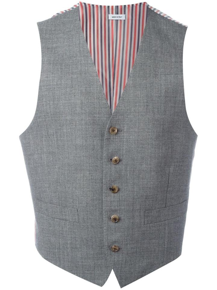 Thom Browne Striped Lateral Waistcoat - Grey