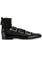 Jil Sander Lace-up Buckled Ballerinas - Black