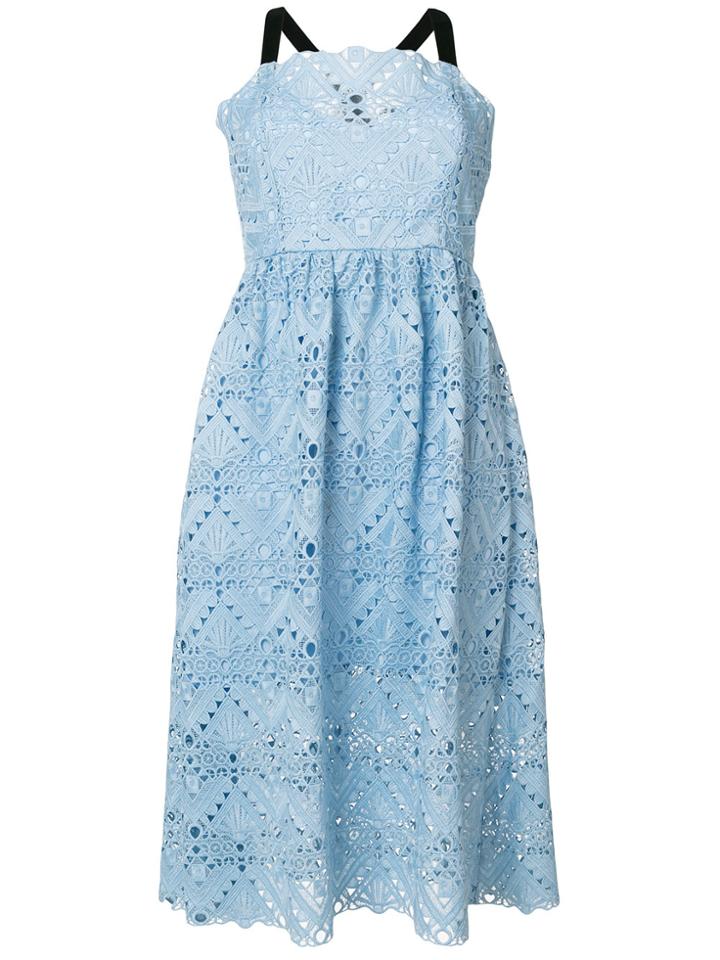 Perseverance London Guipure Lace Dress - Blue