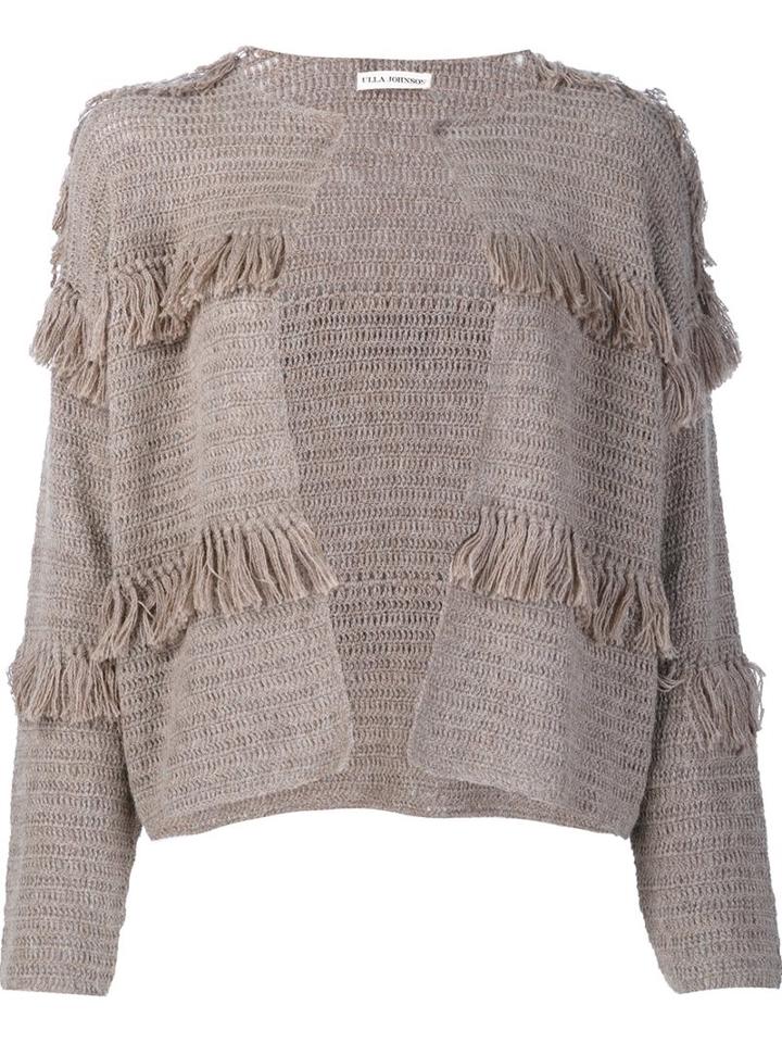 Ulla Johnson Fringed Cardigan, Women's, Size: Small, Nude/neutrals, Alpaca