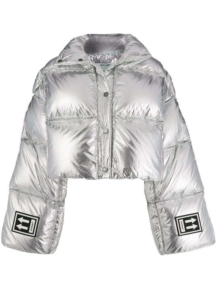 Off-white Cropped Puffer Jacket - Silver