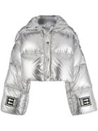 Off-white Cropped Puffer Jacket - Silver