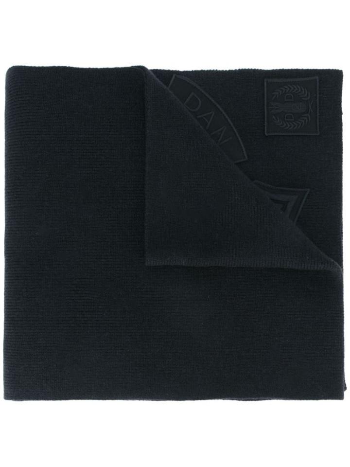Dsquared2 Patched Scarf, Men's, Black, Wool