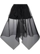 Blindness Asymmetric Midi Skirt - Black