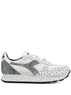 Diadora Leopard Print Panelled Sneakers - White