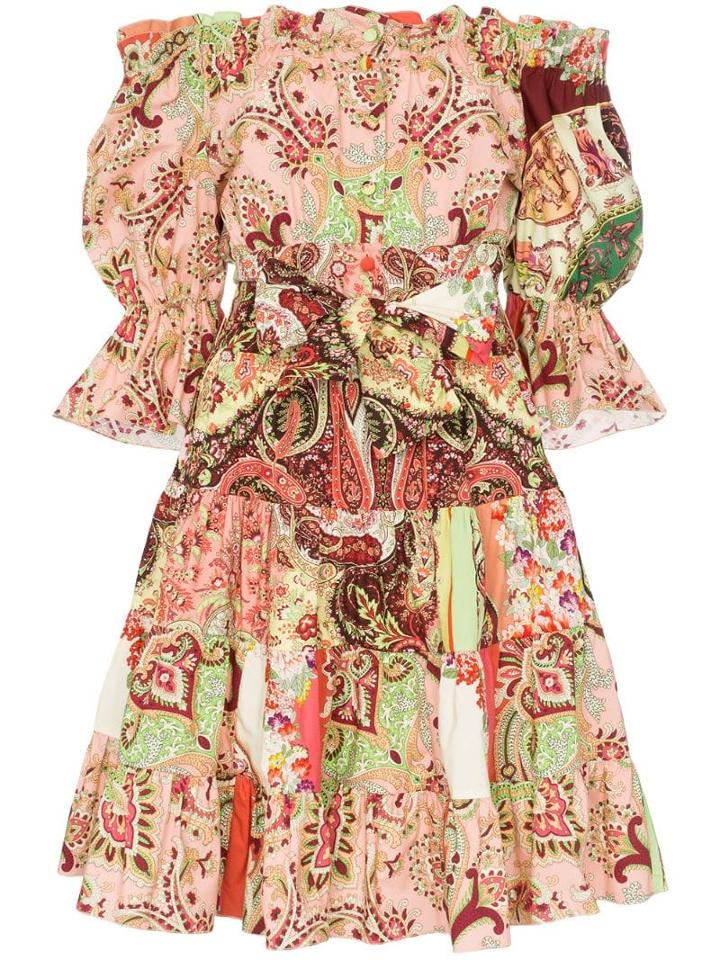 Etro Off The Shoulder Paisley Print Dress - Pink