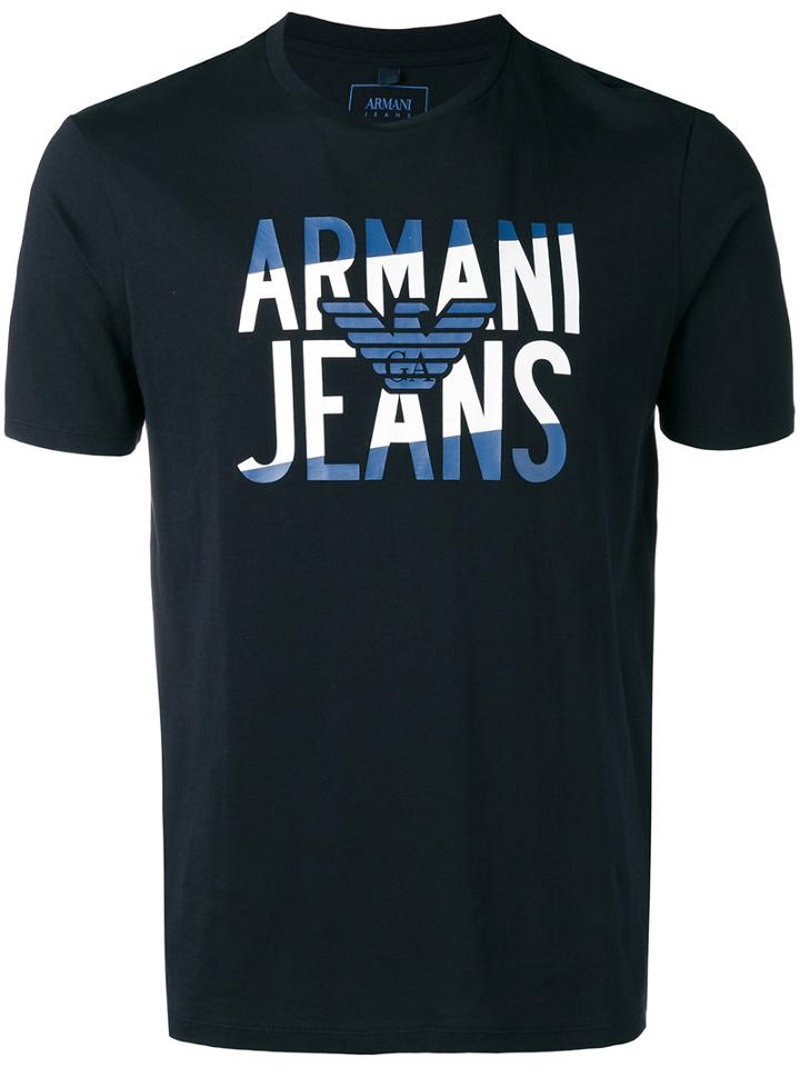 Armani Jeans - Logo Print T-shirt - Men - Cotton - Xxl, Blue, Cotton