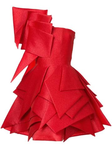 Isabel Sanchis Asymmetric Origami Cocktail Dress - Red