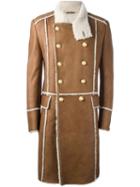 Balmain Double Breasted Shearling Overcoat, Men's, Size: 48, Brown, Sheep Skin/shearling