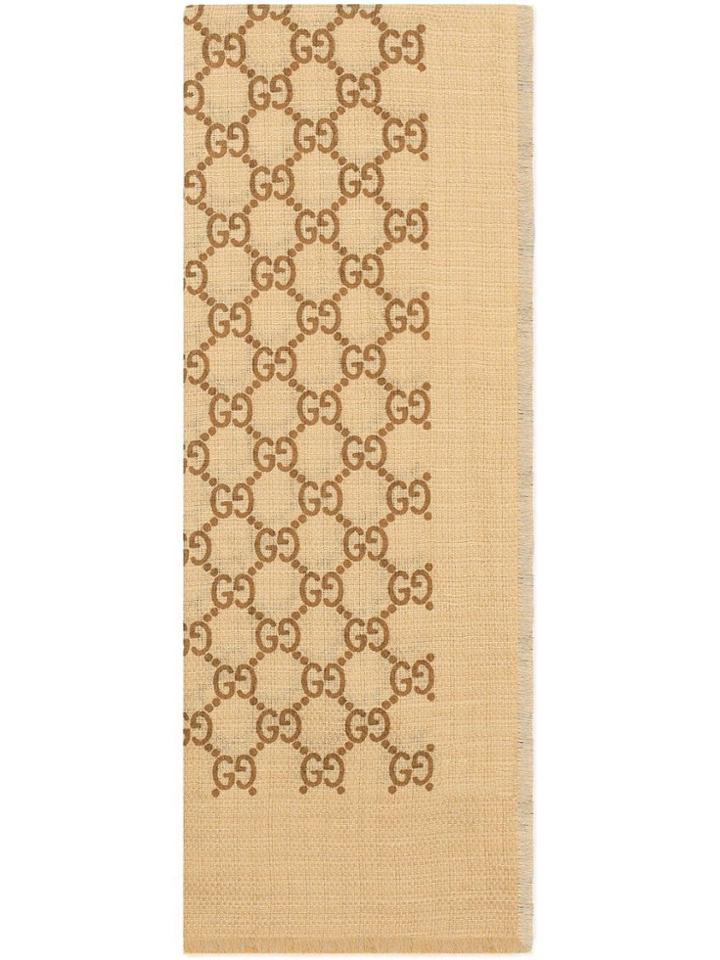 Gucci Stole With Gg Pattern - Neutrals