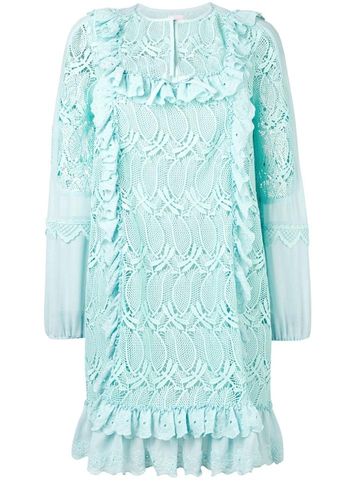 Giamba Ruffle Trim Floral Dress - Green