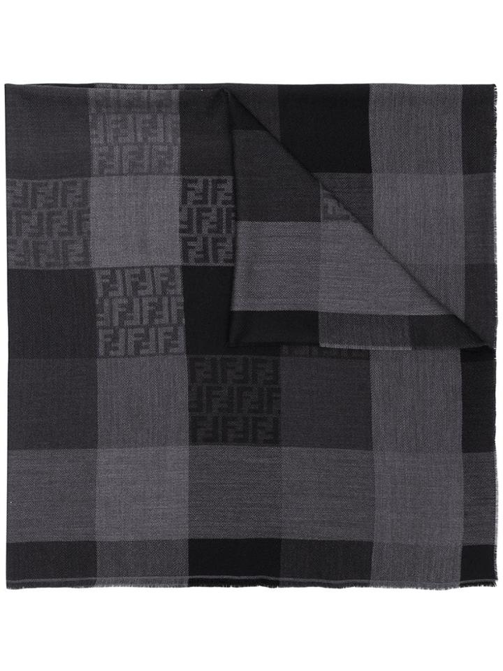 Fendi Tonal Ff Check Shawl - Black
