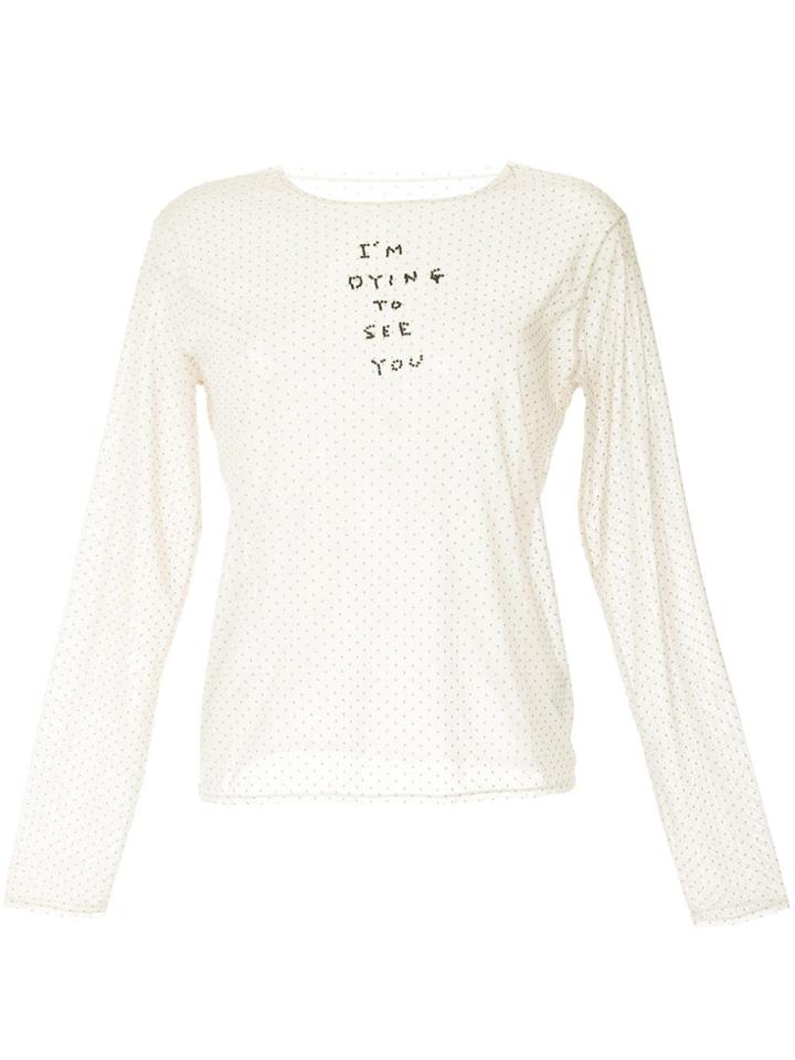 Tu Es Mon Trésor 'i'm Dying To See You' Mesh Top - Neutrals