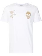 Alexander Mcqueen Skull And Rose Embroidered T-shirt - White