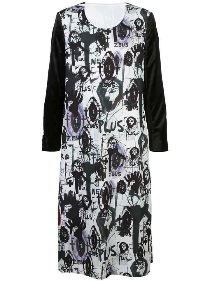 Comme Des Garçons Homme Plus Inkjet Print Midi Dress - White