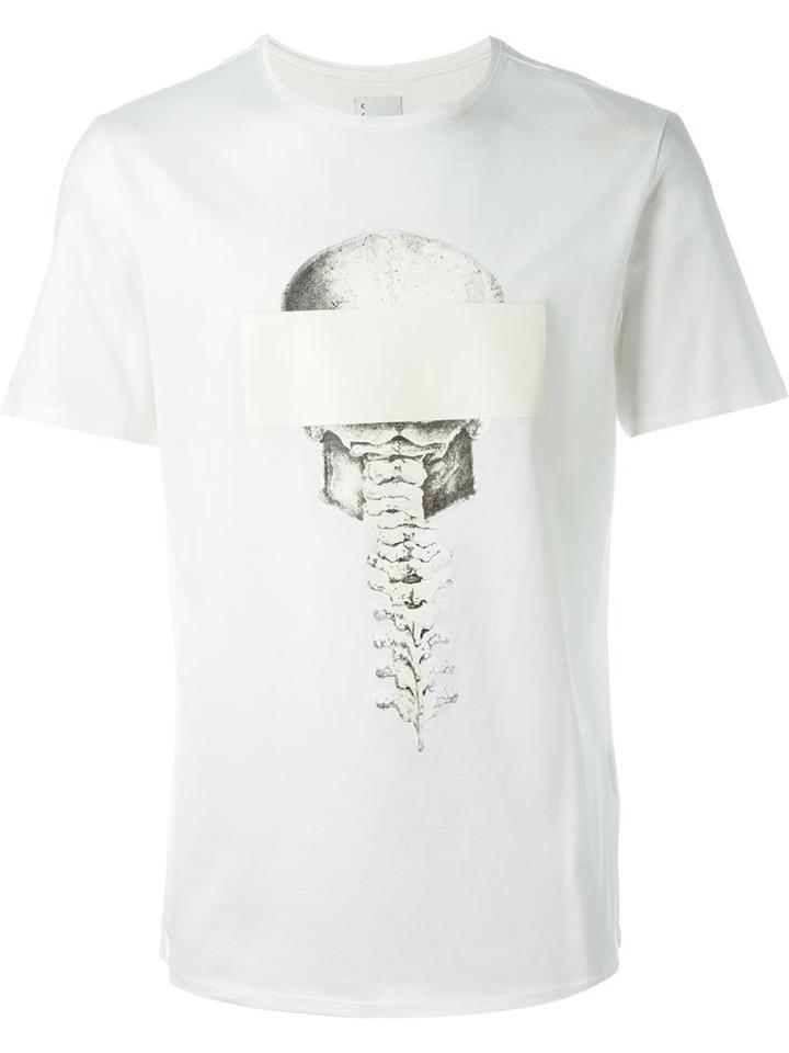 Cy Choi Skeleton Print T-shirt, Men's, Size: Xl, White, Cotton