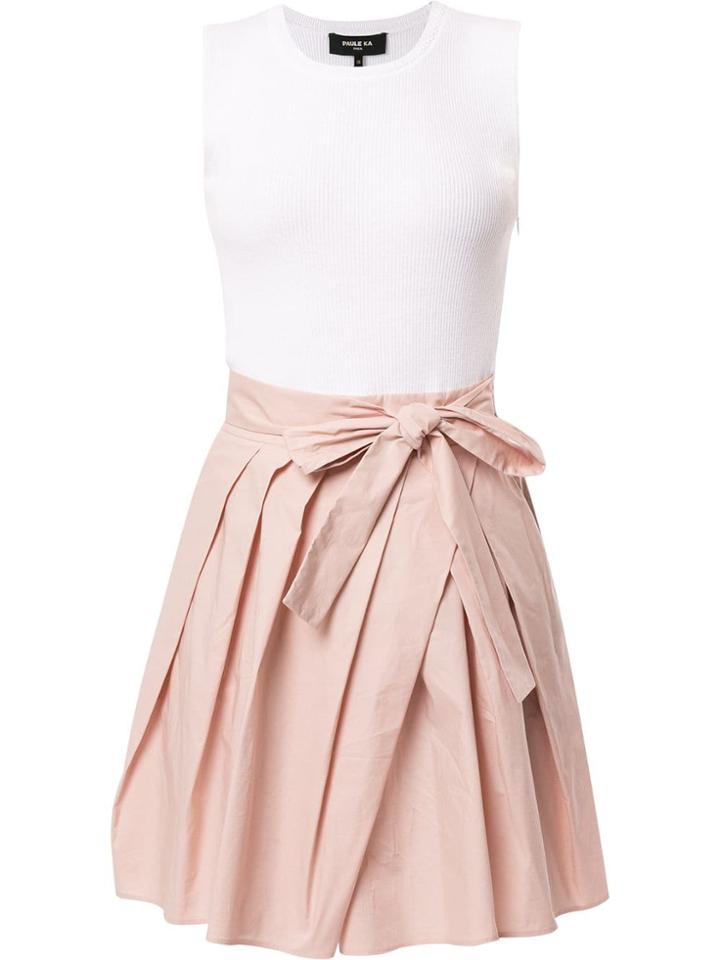 Paule Ka Contrast Sleeveless Dress - White