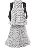 Isabel Sanchis Tiered Polka Dot Ball Gown - White