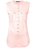 Balmain Button Embellished Top - Pink