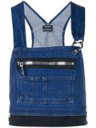 Anthony Vaccarello Denim Dungaree Top, Women's, Size: 34, Blue, Denim
