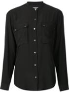 Frame Denim Band Collar Shirt, Women's, Size: Small, Black, Silk