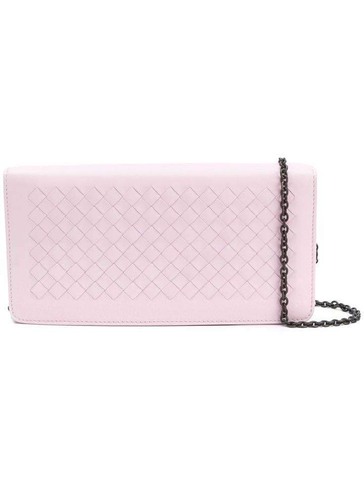 Bottega Veneta Woven Shoulder Strap Wallet - Pink & Purple