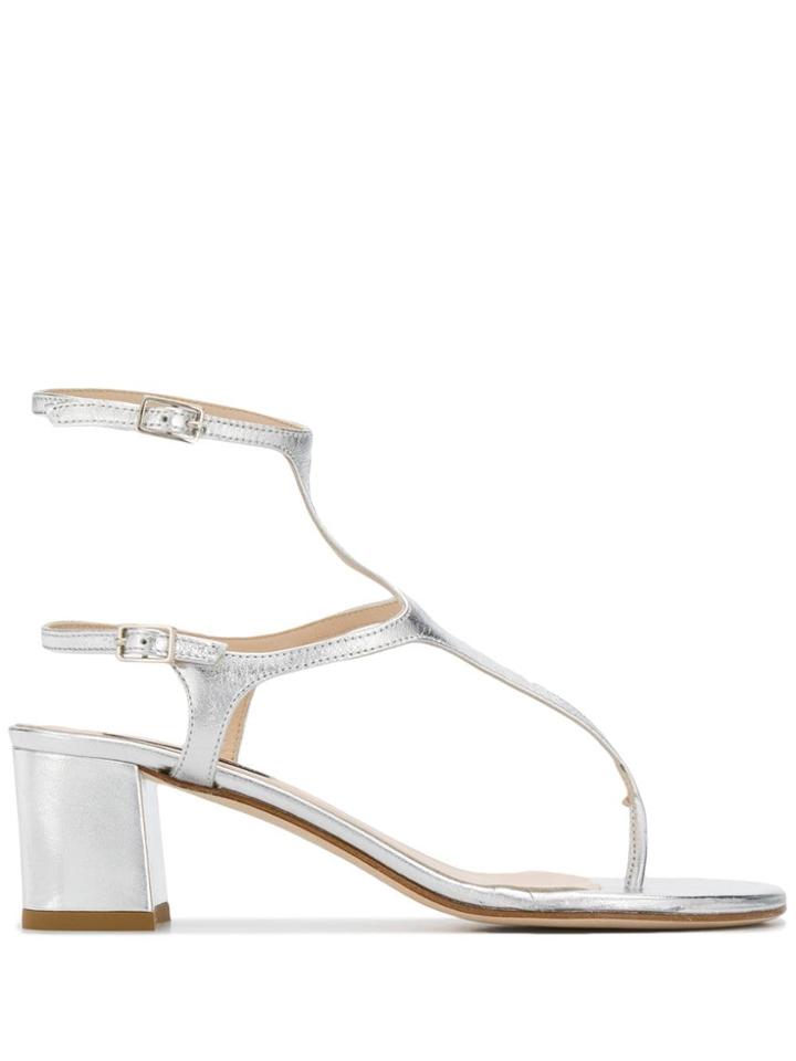 Fabio Rusconi Metallic Thong Strap Sandals - Silver