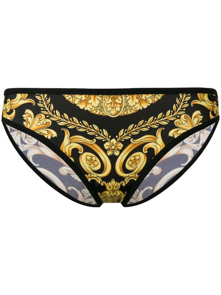 Versace Baroque-print Bikini Bottoms - Black