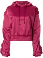 Forte Couture Ruched Sleeves Hoodie - Pink & Purple